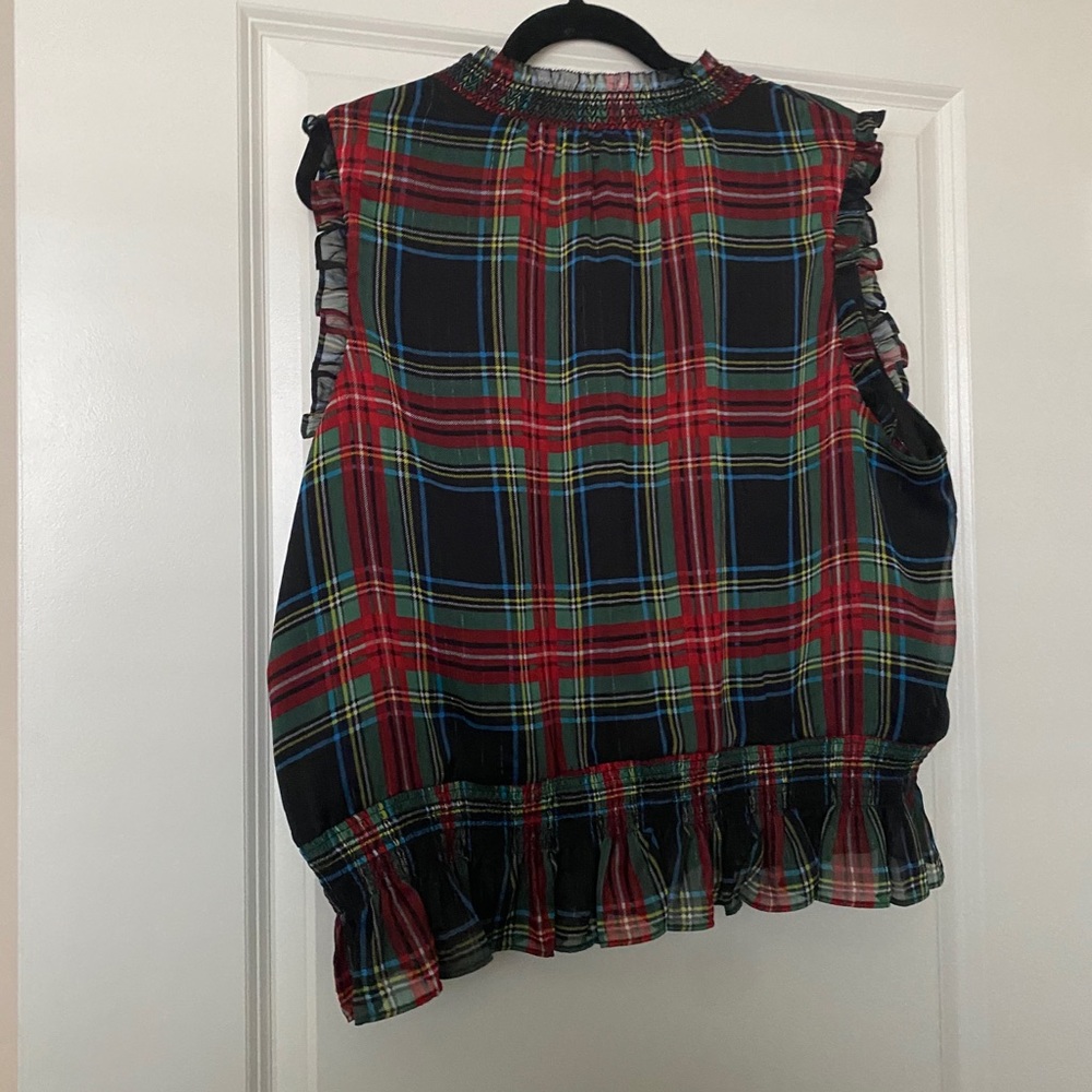 NWT J.Crew sleeveless mockneck top in tartan plaid